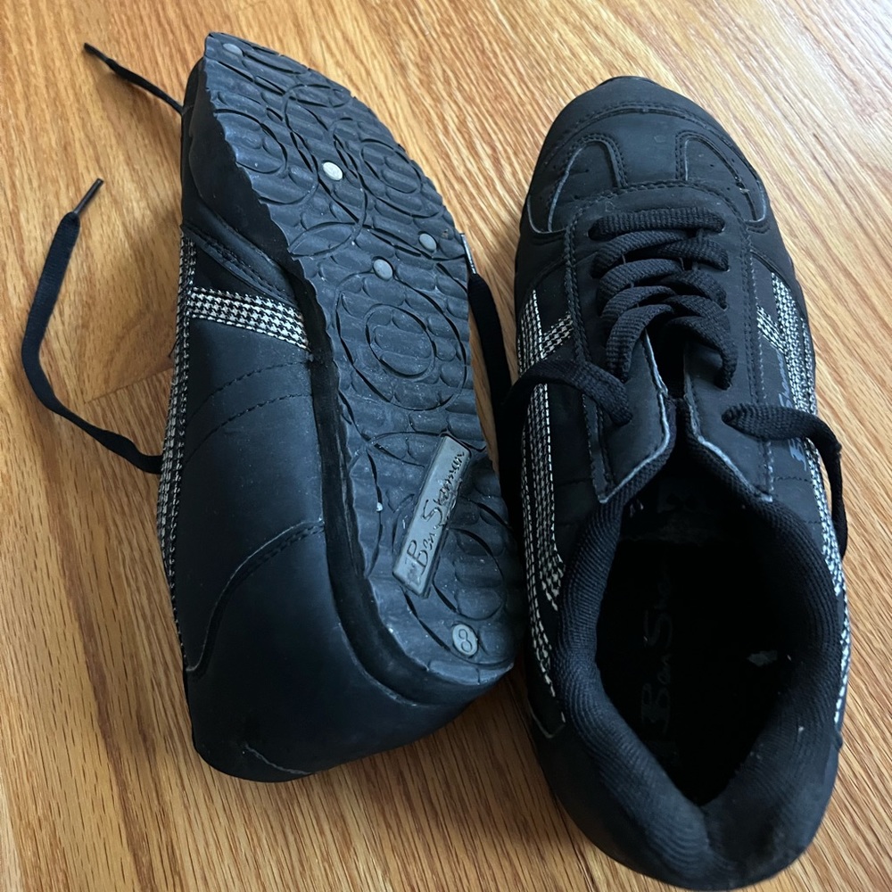 NewBEN SHERMAN “Stevie” Low-Top Lace-Up Leather Black Sneakers Mens Size 7.5